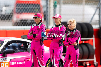 2024-10-19 - GATTING Michelle (dnk), Iron Dames, Lamborghini Huracan LMGT3 Evo2, portrait BOVY Sarah (bel), Iron Dames, Lamborghini Huracan LMGT3 Evo2, portrait FREY Rahel (swi), Iron Dames, Lamborghini Huracan LMGT3 Evo2, portrait during the 4 Hours of Portimao 2024, 6th round of the 2024 European Le Mans Series on the Algarve International Circuit from October 16 to 19, 2024 in Portimao, Portugal - AUTO - ELMS - 4 HOURS OF PORTIMAO 2024 - ENDURANCE - MOTORS