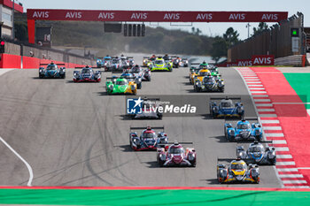 2024-10-19 - 65 MALDONADO Manuel (gbr), MILESI Charles (fra), LECLERC Arthur (mco), Panis Racing, Oreca 07 - Gibson, action 27 PEDERSEN Benjamin (usa), STEVENS Will (gbr), AUBRY Gabriel (fra), Nielsen Racing, Oreca 07 - Gibson, action 37 FLUXA Lorenzo (spa), JAKOBSEN Malthe (dnk), MIYATA Ritomo (jpn), Cool Racing, Oreca 07 - Gibson, action at the start of the race, depart, during the 4 Hours of Portimao 2024, 6th round of the 2024 European Le Mans Series on the Algarve International Circuit from October 16 to 19, 2024 in Portimao, Portugal - AUTO - ELMS - 4 HOURS OF PORTIMAO 2024 - ENDURANCE - MOTORS