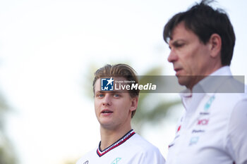 2024-02-20 - SCHUMACHER Mick (ger), Reserve Driver of Mercedes AMG F1 Team, portrait and WOLFF Toto (aut), Team Principal & CEO of Mercedes AMG F1 Team, portraitduring the Formula 1 Aramco pre-season testing 2024 of the 2024 FIA Formula One World Championship from February 21 to 23, 2024 on the Bahrain International Circuit, in Sakhir, Bahrain - F1 - PRE-SEASON TESTING 2024 - BAHRAIN - FORMULA 1 - MOTORS