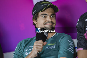 2024-02-23 - STROLL Lance (can), Aston Martin F1 Team AMR24, portrait, press conference during the Formula 1 Aramco pre-season testing 2024 of the 2024 FIA Formula One World Championship from February 21 to 23, 2024 on the Bahrain International Circuit, in Sakhir, Bahrain - F1 - PRE-SEASON TESTING 2024 - BAHRAIN - FORMULA 1 - MOTORS