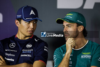 2024-02-28 - ALBON Alexander (tha), Williams Racing FW46, portrait ALONSO Fernando (spa), Aston Martin F1 Team AMR24, portrait press conference during the Formula 1 Gulf Air Bahrain Grand Prix 2024, 1st round of the 2024 FIA Formula One World Championship from February 29 to March 2, 2024 on the Bahrain International Circuit, in Sakhir, Bahrain - F1 - BAHRAIN GRAND PRIX 2024 - FORMULA 1 - MOTORS