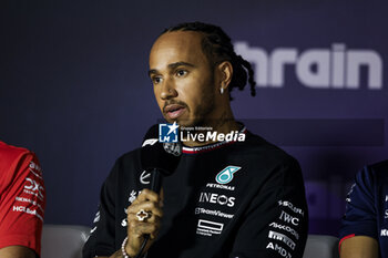 2024-02-28 - HAMILTON Lewis (gbr), Mercedes AMG F1 Team W15, portrait press conference during the Formula 1 Gulf Air Bahrain Grand Prix 2024, 1st round of the 2024 FIA Formula One World Championship from February 29 to March 2, 2024 on the Bahrain International Circuit, in Sakhir, Bahrain - F1 - BAHRAIN GRAND PRIX 2024 - FORMULA 1 - MOTORS