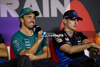 2024-02-28 - ALONSO Fernando (spa), Aston Martin F1 Team AMR24, portrait VERSTAPPEN Max (ned), Red Bull Racing RB20, portrait press conference during the Formula 1 Gulf Air Bahrain Grand Prix 2024, 1st round of the 2024 FIA Formula One World Championship from February 29 to March 2, 2024 on the Bahrain International Circuit, in Sakhir, Bahrain - F1 - BAHRAIN GRAND PRIX 2024 - FORMULA 1 - MOTORS