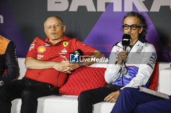 2024-02-29 - MEKIES Laurent (fra), Team Principal of Visa Cash App RB F1 Team, portrait VASSEUR Frédéric (fra), Team Principal & General Manager of the Scuderia Ferrari, portrait press conference during the Formula 1 Gulf Air Bahrain Grand Prix 2024, 1st round of the 2024 FIA Formula One World Championship from February 29 to March 2, 2024 on the Bahrain International Circuit, in Sakhir, Bahrain - F1 - BAHRAIN GRAND PRIX 2024 - FORMULA 1 - MOTORS