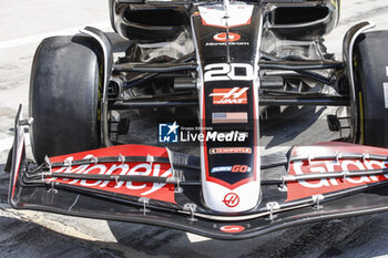 2024-02-29 - Haas F1 Team VF-24 Ferrari, Mechanical detail front wing aerodynamism, aerodynamic, aerodynamics during the Formula 1 Gulf Air Bahrain Grand Prix 2024, 1st round of the 2024 FIA Formula One World Championship from February 29 to March 2, 2024 on the Bahrain International Circuit, in Sakhir, Bahrain - F1 - BAHRAIN GRAND PRIX 2024 - FORMULA 1 - MOTORS