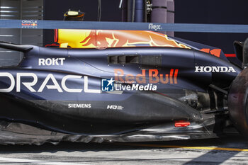 2024-02-29 - Red Bull Racing RB20, mechanical detail aerodynamism, aerodynamic, aerodynamics sidepod during the Formula 1 Gulf Air Bahrain Grand Prix 2024, 1st round of the 2024 FIA Formula One World Championship from February 29 to March 2, 2024 on the Bahrain International Circuit, in Sakhir, Bahrain - F1 - BAHRAIN GRAND PRIX 2024 - FORMULA 1 - MOTORS