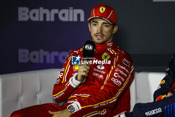 2024-03-01 - LECLERC Charles (mco), Scuderia Ferrari SF-24, portrait press conference during the Formula 1 Gulf Air Bahrain Grand Prix 2024, 1st round of the 2024 FIA Formula One World Championship from February 29 to March 2, 2024 on the Bahrain International Circuit, in Sakhir, Bahrain - F1 - BAHRAIN GRAND PRIX 2024 - FORMULA 1 - MOTORS