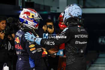 2024-03-01 - VERSTAPPEN Max (ned), Red Bull Racing RB20, portrait RUSSELL George (gbr), Mercedes AMG F1 Team W15, portrait during the Formula 1 Gulf Air Bahrain Grand Prix 2024, 1st round of the 2024 FIA Formula One World Championship from February 29 to March 2, 2024 on the Bahrain International Circuit, in Sakhir, Bahrain - F1 - BAHRAIN GRAND PRIX 2024 - FORMULA 1 - MOTORS