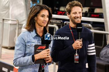 2024-03-01 - LAFFITE Margot (fra), TV presenter of Canal+, GROSJEAN Romain (fra), former F1 driver and TV presenter Canal+, portrait during the Formula 1 Gulf Air Bahrain Grand Prix 2024, 1st round of the 2024 FIA Formula One World Championship from February 29 to March 2, 2024 on the Bahrain International Circuit, in Sakhir, Bahrain - F1 - BAHRAIN GRAND PRIX 2024 - FORMULA 1 - MOTORS