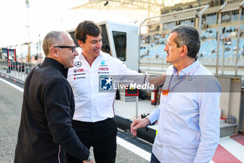 2024-03-02 - WOLFF Toto (aut), Team Principal & CEO of Mercedes AMG F1 Team, with STEINER Gunther, with DOMENICALI Stefano (ita), Chairman and CEO Formula One Group FOG, portrait, during the Formula 1 Gulf Air Bahrain Grand Prix 2024, 1st round of the 2024 FIA Formula One World Championship from February 29 to March 2, 2024 on the Bahrain International Circuit, in Sakhir, Bahrain - F1 - BAHRAIN GRAND PRIX 2024 - FORMULA 1 - MOTORS