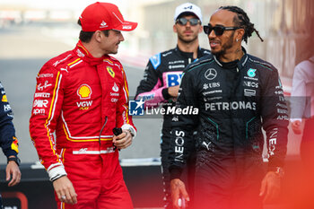 2024-03-02 - LECLERC Charles (mco), Scuderia Ferrari SF-24, HAMILTON Lewis (gbr), Mercedes AMG F1 Team W15, portrait during the Formula 1 Gulf Air Bahrain Grand Prix 2024, 1st round of the 2024 FIA Formula One World Championship from February 29 to March 2, 2024 on the Bahrain International Circuit, in Sakhir, Bahrain - F1 - BAHRAIN GRAND PRIX 2024 - FORMULA 1 - MOTORS