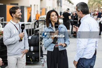 2024-03-02 - GROSJEAN Romain (fra), former F1 driver and TV presenter Canal+, portrait LAFFITE Margot (fra), TV presenter of Canal+, portrait STEINER Gunther, portrait during the Formula 1 Gulf Air Bahrain Grand Prix 2024, 1st round of the 2024 FIA Formula One World Championship from February 29 to March 2, 2024 on the Bahrain International Circuit, in Sakhir, Bahrain - F1 - BAHRAIN GRAND PRIX 2024 - FORMULA 1 - MOTORS