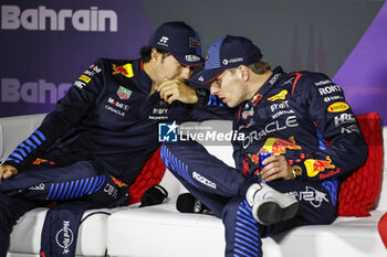 2024-03-02 - VERSTAPPEN Max (ned), Red Bull Racing RB20, portrait PEREZ Sergio (mex), Red Bull Racing RB20, portrait press conference during the Formula 1 Gulf Air Bahrain Grand Prix 2024, 1st round of the 2024 FIA Formula One World Championship from February 29 to March 2, 2024 on the Bahrain International Circuit, in Sakhir, Bahrain - F1 - BAHRAIN GRAND PRIX 2024 - FORMULA 1 - MOTORS