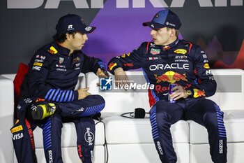 2024-03-02 - PEREZ Sergio (mex), Red Bull Racing RB20, portrait VERSTAPPEN Max (ned), Red Bull Racing RB20, portrait press conference during the Formula 1 Gulf Air Bahrain Grand Prix 2024, 1st round of the 2024 FIA Formula One World Championship from February 29 to March 2, 2024 on the Bahrain International Circuit, in Sakhir, Bahrain - F1 - BAHRAIN GRAND PRIX 2024 - FORMULA 1 - MOTORS