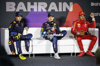 2024-03-02 - VERSTAPPEN Max (ned), Red Bull Racing RB20, portrait PEREZ Sergio (mex), Red Bull Racing RB20, portrait SAINZ Carlos (spa), Scuderia Ferrari SF-24, portrait press conference during the Formula 1 Gulf Air Bahrain Grand Prix 2024, 1st round of the 2024 FIA Formula One World Championship from February 29 to March 2, 2024 on the Bahrain International Circuit, in Sakhir, Bahrain - F1 - BAHRAIN GRAND PRIX 2024 - FORMULA 1 - MOTORS