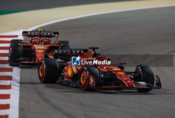 2024-03-02 - 16 LECLERC Charles (mco), Scuderia Ferrari SF-24, action 55 SAINZ Carlos (spa), Scuderia Ferrari SF-24, action during the Formula 1 Gulf Air Bahrain Grand Prix 2024, 1st round of the 2024 FIA Formula One World Championship from February 29 to March 2, 2024 on the Bahrain International Circuit, in Sakhir, Bahrain - F1 - BAHRAIN GRAND PRIX 2024 - FORMULA 1 - MOTORS
