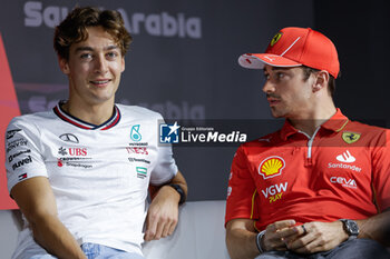 2024-03-06 - RUSSELL George (gbr), Mercedes AMG F1 Team W15, portrait, LECLERC Charles (mco), Scuderia Ferrari SF-24, portrait, press conference, during the Formula 1 STC Saudi Arabian Grand Prix 2024, 2nd round of the 2024 Formula One World Championship from March 7 to 9, 2024 on the Jeddah Corniche Circuit, in Jeddah, Saudi Arabia - F1 - SAUDI ARABIAN GRAND PRIX 2024 - FORMULA 1 - MOTORS