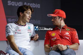 2024-03-06 - RUSSELL George (gbr), Mercedes AMG F1 Team W15, portrait, LECLERC Charles (mco), Scuderia Ferrari SF-24, portrait, press conference, during the Formula 1 STC Saudi Arabian Grand Prix 2024, 2nd round of the 2024 Formula One World Championship from March 7 to 9, 2024 on the Jeddah Corniche Circuit, in Jeddah, Saudi Arabia - F1 - SAUDI ARABIAN GRAND PRIX 2024 - FORMULA 1 - MOTORS