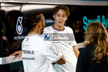2024-03-06 - PIN Doriane (fra), Prema Racing supported by Mercedes, Tatuus F4-T-421,HAMILTON Lewis (gbr), Mercedes AMG F1 Team W15, portrait,RUSSELL George (gbr), Mercedes AMG F1 Team W15, portrait during the Formula 1 STC Saudi Arabian Grand Prix 2024, 2nd round of the 2024 Formula One World Championship from March 7 to 9, 2024 on the Jeddah Corniche Circuit, in Jeddah, Saudi Arabia - DPPI - F1 - SAUDI ARABIAN GRAND PRIX 2024 - FORMULA 1 - MOTORS