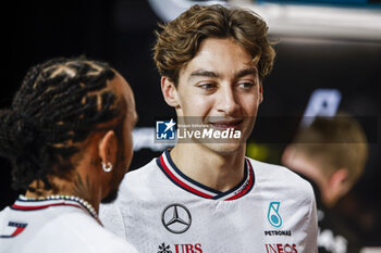 2024-03-06 - RUSSELL George (gbr), Mercedes AMG F1 Team W15, portrait HAMILTON Lewis (gbr), Mercedes AMG F1 Team W15, portrait during the Formula 1 Gulf Air Bahrain Grand Prix 2024, 1st round of the 2024 FIA Formula One World Championship from February 29 to March 2, 2024 on the Bahrain International Circuit, in Sakhir, Bahrain - F1 - BAHRAIN GRAND PRIX 2024 - FORMULA 1 - MOTORS