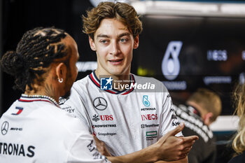 2024-03-06 - RUSSELL George (gbr), Mercedes AMG F1 Team W15, portrait HAMILTON Lewis (gbr), Mercedes AMG F1 Team W15, portrait during the Formula 1 Gulf Air Bahrain Grand Prix 2024, 1st round of the 2024 FIA Formula One World Championship from February 29 to March 2, 2024 on the Bahrain International Circuit, in Sakhir, Bahrain - F1 - BAHRAIN GRAND PRIX 2024 - FORMULA 1 - MOTORS