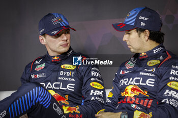 2024-03-08 - VERSTAPPEN Max (ned), Red Bull Racing RB20 and PEREZ Sergio (mex), Red Bull Racing RB20, portrait, press conference during the Formula 1 STC Saudi Arabian Grand Prix 2024, 2nd round of the 2024 Formula One World Championship from March 7 to 9, 2024 on the Jeddah Corniche Circuit, in Jeddah, Saudi Arabia - F1 - SAUDI ARABIAN GRAND PRIX 2024 - FORMULA 1 - MOTORS