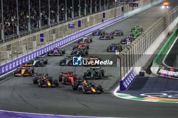 2024-03-09 - 01 VERSTAPPEN Max (nld), Red Bull Racing RB20, 11 PEREZ Sergio (mex), Red Bull Racing RB20, 16 LECLERC Charles (mco), Scuderia Ferrari SF-24, action, start of the race, depart, during the Formula 1 STC Saudi Arabian Grand Prix 2024, 2nd round of the 2024 Formula One World Championship from March 7 to 9, 2024 on the Jeddah Corniche Circuit, in Jeddah, Saudi Arabia - F1 - SAUDI ARABIAN GRAND PRIX 2024 - FORMULA 1 - MOTORS