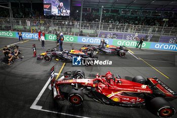2024-03-09 - VERSTAPPEN Max (ned), Red Bull Racing RB20, PEREZ Sergio (mex), Red Bull Racing RB20 and LECLERC Charles (mco), Scuderia Ferrari SF-24, during the Formula 1 STC Saudi Arabian Grand Prix 2024, 2nd round of the 2024 Formula One World Championship from March 7 to 9, 2024 on the Jeddah Corniche Circuit, in Jeddah, Saudi Arabia - F1 - SAUDI ARABIAN GRAND PRIX 2024 - FORMULA 1 - MOTORS