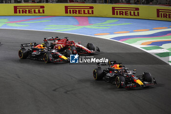 2024-03-09 - 01 VERSTAPPEN Max (nld), Red Bull Racing RB20, action 11 PEREZ Sergio (mex), Red Bull Racing RB20, action 16 LECLERC Charles (mco), Scuderia Ferrari SF-24, action during the Formula 1 STC Saudi Arabian Grand Prix 2024, 2nd round of the 2024 Formula One World Championship from March 7 to 9, 2024 on the Jeddah Corniche Circuit, in Jeddah, Saudi Arabia - F1 - SAUDI ARABIAN GRAND PRIX 2024 - FORMULA 1 - MOTORS