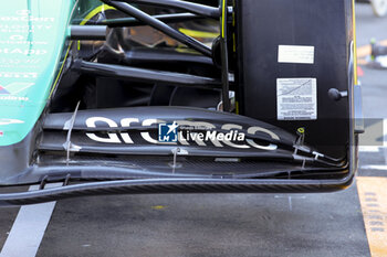 2024-03-22 - Aston Martin F1 Team AMR23, mechanical detail of the front wing flap during the Formula 1 Rolex Australian Grand Prix 2024, 3rd round of the 2024 Formula One World Championship from March 22 to 24, 2024 on the Albert Park Circuit, in Melbourne, Australia - F1 - AUSTRALIAN GRAND PRIX 2024 - FORMULA 1 - MOTORS