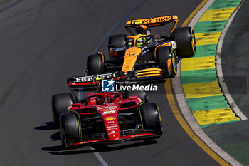 2024-03-24 - 55 SAINZ Carlos (spa), Scuderia Ferrari SF-24, action 04 NORRIS Lando (gbr), McLaren F1 Team MCL38, action during the Formula 1 Rolex Australian Grand Prix 2024, 3rd round of the 2024 Formula One World Championship from March 22 to 24, 2024 on the Albert Park Circuit, in Melbourne, Australia - F1 - AUSTRALIAN GRAND PRIX 2024 - FORMULA 1 - MOTORS