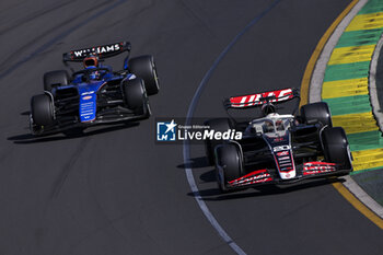 2024-03-24 - 20 MAGNUSSEN Kevin (den), Haas F1 Team VF-24 Ferrari, action 23 ALBON Alexander (tha), Williams Racing FW45, action during the Formula 1 Rolex Australian Grand Prix 2024, 3rd round of the 2024 Formula One World Championship from March 22 to 24, 2024 on the Albert Park Circuit, in Melbourne, Australia - F1 - AUSTRALIAN GRAND PRIX 2024 - FORMULA 1 - MOTORS