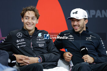 2024-04-04 - RUSSELL George (gbr), Mercedes AMG F1 Team W15, portrait, GASLY Pierre (fra), Alpine F1 Team A524, portrait, during the Formula 1 MSC Cruises Japanese Grand Prix 2024, 4th round of the 2024 Formula One World Championship from April 5 to 7, 2024 on the Suzuka International Racing Course, in Suzuka, Japan - F1 - JAPANESE GRAND PRIX 2024 - FORMULA 1 - MOTORS