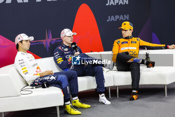 2024-04-06 - VERSTAPPEN Max (ned), Red Bull Racing RB20, portrait, PEREZ Sergio (mex), Red Bull Racing RB20, portrait and NORRIS Lando (gbr), McLaren F1 Team MCL38, portrait during the Formula 1 MSC Cruises Japanese Grand Prix 2024, 4th round of the 2024 Formula One World Championship from April 5 to 7, 2024 on the Suzuka International Racing Course, in Suzuka, Japan - F1 - JAPANESE GRAND PRIX 2024 - FORMULA 1 - MOTORS