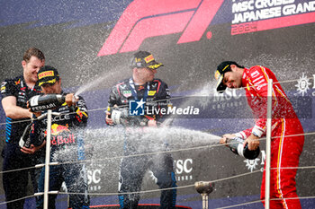 2024-04-07 - Podium: VERSTAPPEN Max (ned), Red Bull Racing RB20, SAINZ Carlos (spa), Scuderia Ferrari SF-24, PEREZ Sergio (mex), Red Bull Racing RB20, portrait during the Formula 1 MSC Cruises Japanese Grand Prix 2024, 4th round of the 2024 Formula One World Championship from April 5 to 7, 2024 on the Suzuka International Racing Course, in Suzuka, Japan - F1 - JAPANESE GRAND PRIX 2024 - FORMULA 1 - MOTORS