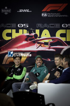 2024-04-18 - ALONSO Fernando (spa), Aston Martin F1 Team AMR24, portrait, ZHOU Guanyu (chi), Stake F1 Team Kick Sauber C44, portrait press conference during the Formula 1 Lenovo Chinese Grand Prix 2024, 5th round of the 2024 Formula One World Championship from April 19 to 21, 2024 on the Shanghai International Circuit, in Shanghai, China - F1 - CHINESE GRAND PRIX 2024 - FORMULA 1 - MOTORS