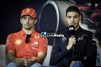 2024-04-18 - LECLERC Charles (mco), Scuderia Ferrari SF-24, portrait, OCON Esteban (fra), Alpine F1 Team A524, portrait press conference during the Formula 1 Lenovo Chinese Grand Prix 2024, 5th round of the 2024 Formula One World Championship from April 19 to 21, 2024 on the Shanghai International Circuit, in Shanghai, China - F1 - CHINESE GRAND PRIX 2024 - FORMULA 1 - MOTORS