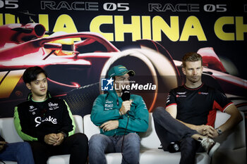 2024-04-18 - ZHOU Guanyu (chi), Stake F1 Team Kick Sauber C44, portrait, ALONSO Fernando (spa), Aston Martin F1 Team AMR24, portrait, HULKENBERG Nico (ger), Haas F1 Team VF-24 Ferrari, portrait press conference during the Formula 1 Lenovo Chinese Grand Prix 2024, 5th round of the 2024 Formula One World Championship from April 19 to 21, 2024 on the Shanghai International Circuit, in Shanghai, China - F1 - CHINESE GRAND PRIX 2024 - FORMULA 1 - MOTORS
