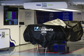 2024-04-18 - Visa Cash App RB F1 Team car in the garage during the Formula 1 Lenovo Chinese Grand Prix 2024, 5th round of the 2024 Formula One World Championship from April 19 to 21, 2024 on the Shanghai International Circuit, in Shanghai, China - F1 - CHINESE GRAND PRIX 2024 - FORMULA 1 - MOTORS