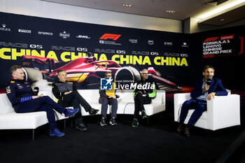 2024-04-19 - HORNER Christian (gbr), Team Principal of Red Bull Racing, portrait, ISOLA Mario (ita), Motorsport Racing Manager of Pirelli, portrait, STELLA Andrea (ita), Team Principal of McLaren F1 Team, portrait, ALUNNI BRAVI Alessandro (ita), Managing Director of Sauber Group & Team Representative, portrait Teams press conference during the Formula 1 Lenovo Chinese Grand Prix 2024, 5th round of the 2024 Formula One World Championship from April 19 to 21, 2024 on the Shanghai International Circuit, in Shanghai, China - F1 - CHINESE GRAND PRIX 2024 - FORMULA 1 - MOTORS