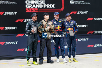 2024-04-20 - VERSTAPPEN Max (ned), Red Bull Racing RB20, portrait, PEREZ Sergio (mex), Red Bull Racing RB20, portrait and HAMILTON Lewis (gbr), Mercedes AMG F1 Team W15, portrait during the Formula 1 Lenovo Chinese Grand Prix 2024, 5th round of the 2024 Formula One World Championship from April 19 to 21, 2024 on the Shanghai International Circuit, in Shanghai, China - F1 - CHINESE GRAND PRIX 2024 - FORMULA 1 - MOTORS