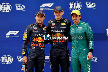 2024-04-20 - PEREZ Sergio (mex), Red Bull Racing RB20, portrait, VERSTAPPEN Max (ned), Red Bull Racing RB20, portrait, ALONSO Fernando (spa), Aston Martin F1 Team AMR24, portrait during the Formula 1 Lenovo Chinese Grand Prix 2024, 5th round of the 2024 Formula One World Championship from April 19 to 21, 2024 on the Shanghai International Circuit, in Shanghai, China - F1 - CHINESE GRAND PRIX 2024 - FORMULA 1 - MOTORS