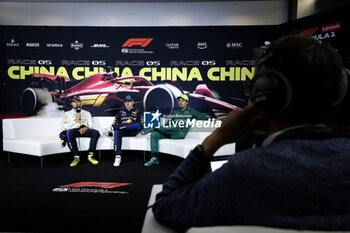 2024-04-20 - PEREZ Sergio (mex), Red Bull Racing RB20, portrait, VERSTAPPEN Max (ned), Red Bull Racing RB20, portrait, ALONSO Fernando (spa), Aston Martin F1 Team AMR24, portrait press conference during the Formula 1 Lenovo Chinese Grand Prix 2024, 5th round of the 2024 Formula One World Championship from April 19 to 21, 2024 on the Shanghai International Circuit, in Shanghai, China - F1 - CHINESE GRAND PRIX 2024 - FORMULA 1 - MOTORS