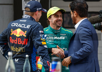 2024-04-20 - VERSTAPPEN Max (ned), Red Bull Racing RB20, portrait ALONSO Fernando (spa), Aston Martin F1 Team AMR24, portrait BEN SULAYEM Mohammed (uae), President of the FIA, portrait during the Formula 1 Lenovo Chinese Grand Prix 2024, 5th round of the 2024 Formula One World Championship from April 19 to 21, 2024 on the Shanghai International Circuit, in Shanghai, China - F1 - CHINESE GRAND PRIX 2024 - FORMULA 1 - MOTORS