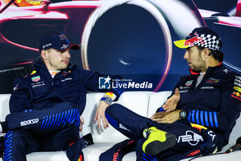 2024-04-21 - VERSTAPPEN Max (ned), Red Bull Racing RB20, portrait, PEREZ Sergio (mex), Red Bull Racing RB20, portrait press conference during the Formula 1 Lenovo Chinese Grand Prix 2024, 5th round of the 2024 Formula One World Championship from April 19 to 21, 2024 on the Shanghai International Circuit, in Shanghai, China - F1 - CHINESE GRAND PRIX 2024 - FORMULA 1 - MOTORS