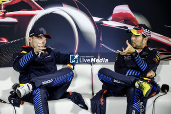 21/04/2024 - VERSTAPPEN Max (ned), Red Bull Racing RB20, portrait, PEREZ Sergio (mex), Red Bull Racing RB20, portrait press conference during the Formula 1 Lenovo Chinese Grand Prix 2024, 5th round of the 2024 Formula One World Championship from April 19 to 21, 2024 on the Shanghai International Circuit, in Shanghai, China - F1 - CHINESE GRAND PRIX 2024 - FORMULA 1 - MOTORI