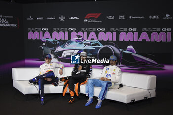 06/05/2024 - VERSTAPPEN Max (ned), Red Bull Racing RB20, portrait, NORRIS Lando (gbr), McLaren F1 Team MCL38, portrait and LECLERC Charles (mco), Scuderia Ferrari HP SF-24, portrait during the Formula 1 Crypto.com Miami Grand Prix 2024, 6th round of the 2024 Formula One World Championship from May 3 to 5, 2024 on the Miami International Autodrome, in Miami, United States of America - F1 - MIAMI GRAND PRIX 2024 - FORMULA 1 - MOTORI