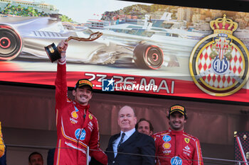 2024-05-26 - Charles Leclerc (MON) - Scuderia Ferrari - Ferrari SF-24 - Ferrari holding the trophy and Her Majesty Prince Albert II of Monaco

Race and celebrations of Formula 1 Grand Prix de Monaco 2024 at Monte Carlo (MC), may 23-26 2024 - FORMULA 1 GRAND PRIX DE MONACO - RACE - FORMULA 1 - MOTORS