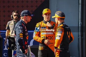 2024-05-17 - post qualify:
from left to righ Oscar Piastri (AUS) - McLaren Formula 1 Team - McLaren MCL38 - Mercedes
 Max Verstappen (NED) - Oracle Red Bull Racing - Red Bull RB20 - Honda RBPTLando Norris (GBR) - McLaren Formula 1 Team - McLaren MCL38 - Mercedes

during FORMULA 1 MSC CRUISES GRAN PREMIO DEL MADE IN ITALY E DELL'EMILIA-ROMAGNA 2 Autodromo Enzo e Dino Ferrari, Imola (BO) Italy - FORMULA 1 MSC CRUISES GRAN PREMIO DELL'EMILIA-ROMAGNA 2024 - FREE PRACTICE 1 AND 2 - FORMULA 1 - MOTORS