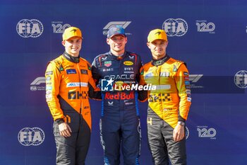 2024-05-17 - post qualify:
from left to righ Oscar Piastri (AUS) - McLaren Formula 1 Team - McLaren MCL38 - Mercedes
 Max Verstappen (NED) - Oracle Red Bull Racing - Red Bull RB20 - Honda RBPTLando Norris (GBR) - McLaren Formula 1 Team - McLaren MCL38 - Mercedes

during FORMULA 1 MSC CRUISES GRAN PREMIO DEL MADE IN ITALY E DELL'EMILIA-ROMAGNA 2 Autodromo Enzo e Dino Ferrari, Imola (BO) Italy - FORMULA 1 MSC CRUISES GRAN PREMIO DELL'EMILIA-ROMAGNA 2024 - FREE PRACTICE 1 AND 2 - FORMULA 1 - MOTORS